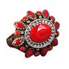 Women's Ethnic Style Retro Resin Alloy Party Jewelry Big Flower Ring Size 7-10
