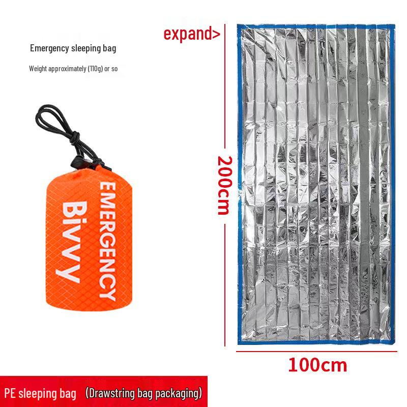 Portable Emergency Sleeping Bag: PE Aluminum, Insulating First Aid Blanket for Outdoor Survival and Camping