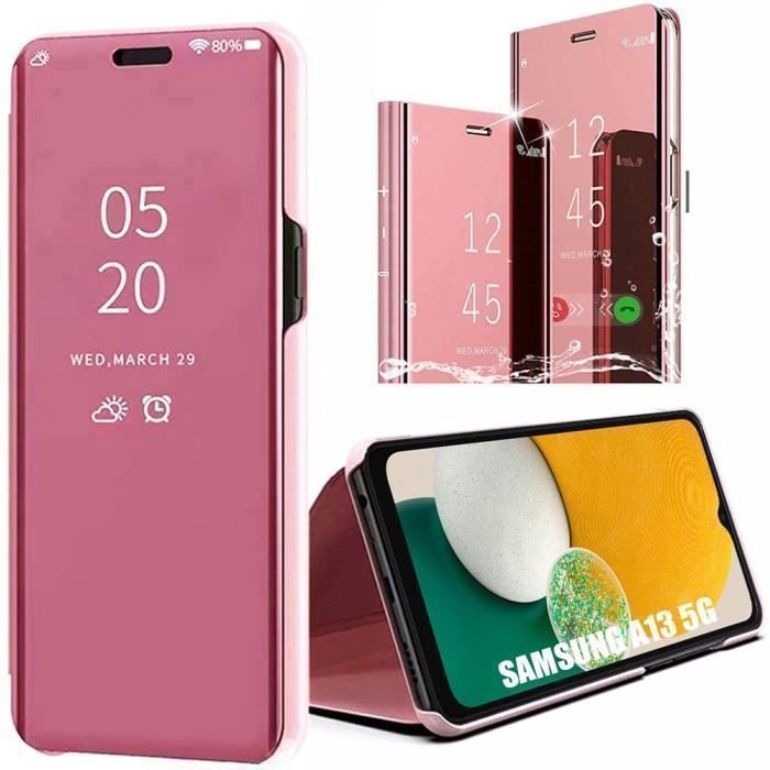 Coque de protection - BOOLING - pour Samsung A13 5G - Rose - Semi-rigide - Fenêtre translucide