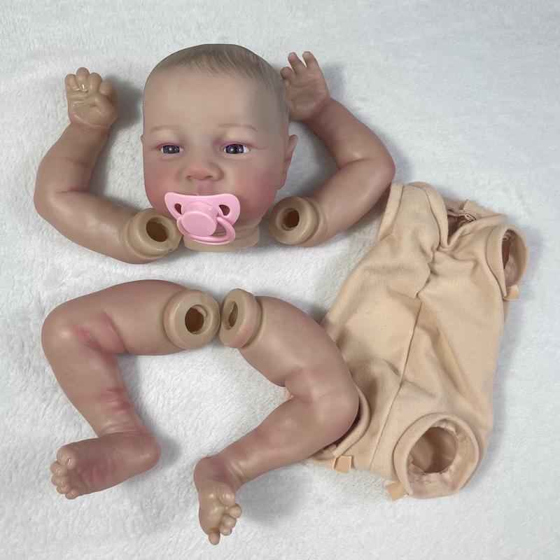 MRB 19 Zoll Bereits Bemalte Reborn-Puppenteile Levi Wach Lebensecht Baby 3D-Bemalung mit sichtbaren Adern Stoffkörper Enthalten