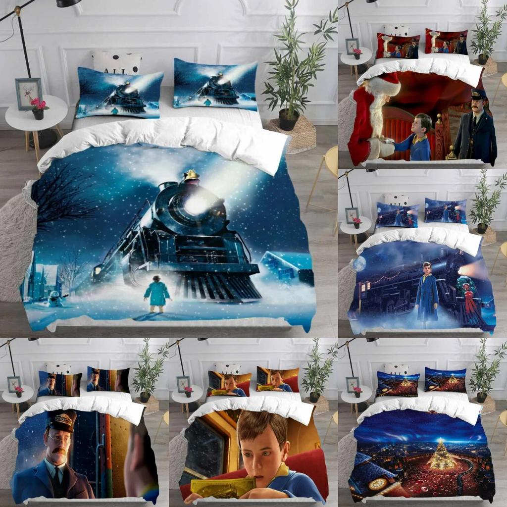 The Polar Express Print Pattern Bedding Set For Modern Bedroom Decor