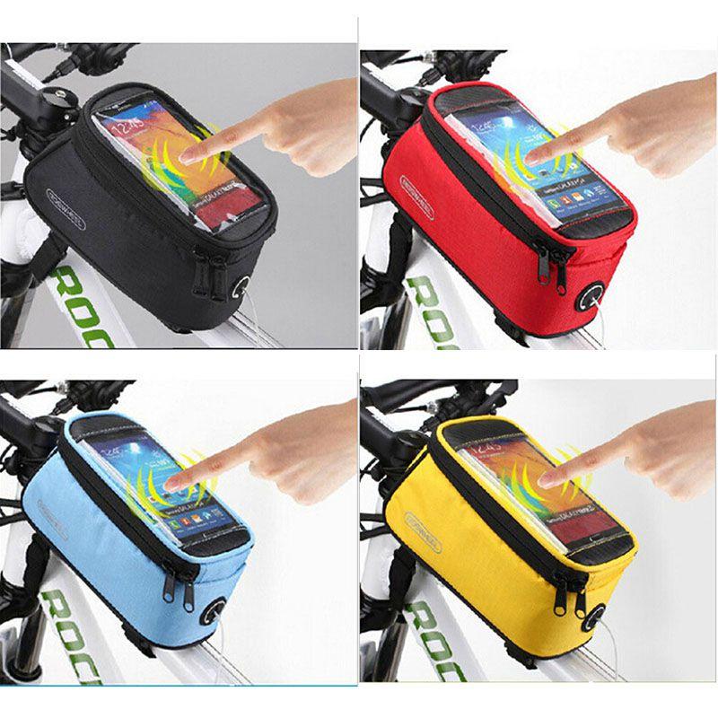Durable Waterproof Cycling Bike Frame Pannier Bag With Touch Screen Phone Holder
