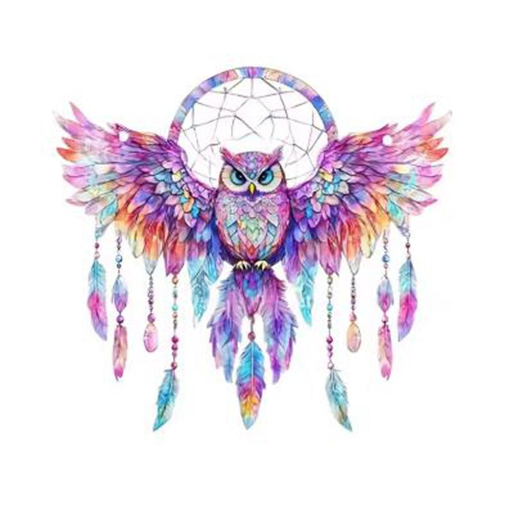 Ornament Colorful Owl Sun Catcher Wall Hanging Window Decor Present Acrylic Stained Glass Hanging Home Garden Gift Wind Chimes