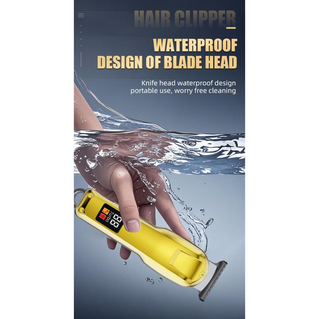 Hair Clipper, Steel Blade, Electric Pusher, LCD Digital Display, Charging, Professional, Electric Clipper