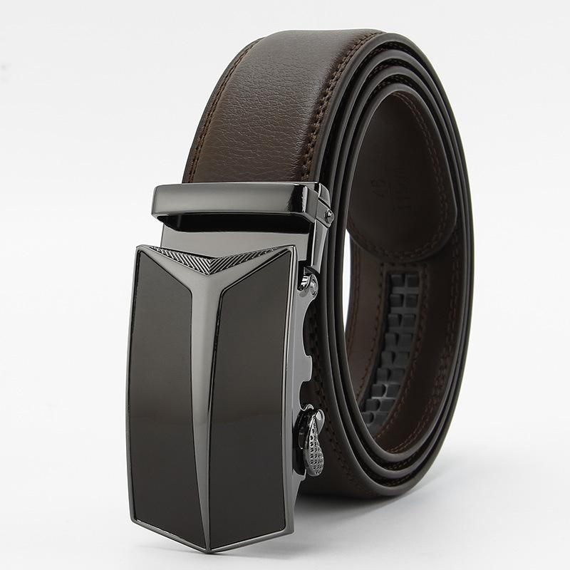 Black Film Buckle Men's Belt Two Layer Cowhide Automatic Buckle Casual Business Men's Trousers Belt Trendy