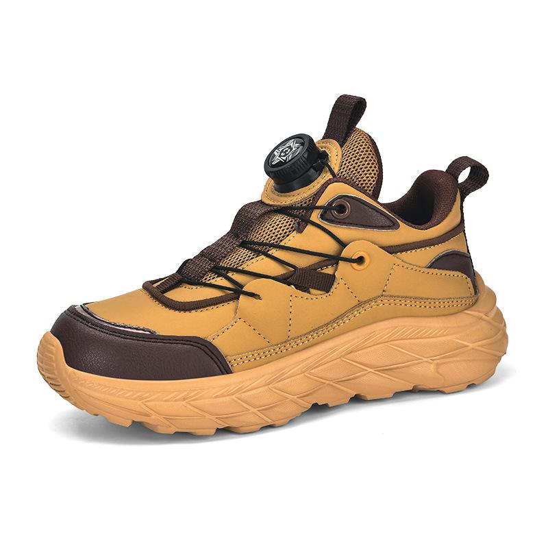 

Новая спортивная обувь для мальчиков, универсальная повседневная обувь для улицы, весна и осень, обувь с поворотной кнопкой, водонепроницаемая и нескользящая детская обувь 36 жёлтый