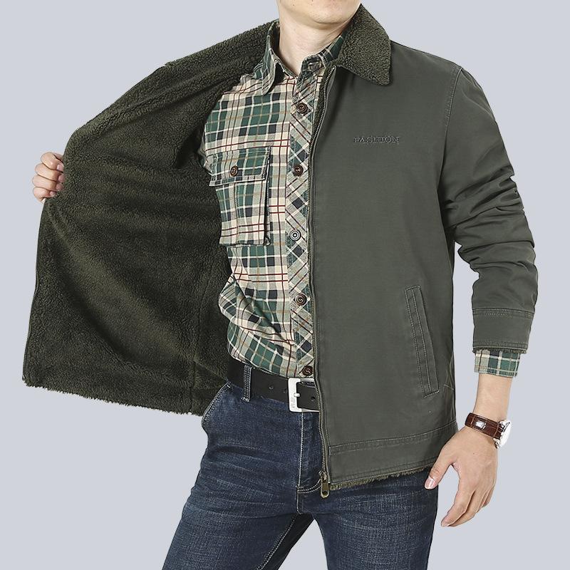 Fleece Thermal Cotton-padded Clothes Middle-aged and Elderly Cotton Casual Lapel Loose Jacket Zipper Jacket