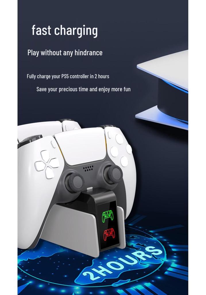 PS5 Dual Controller Fast Charging Dock - Game Controller Charger Base P5 Accessories
