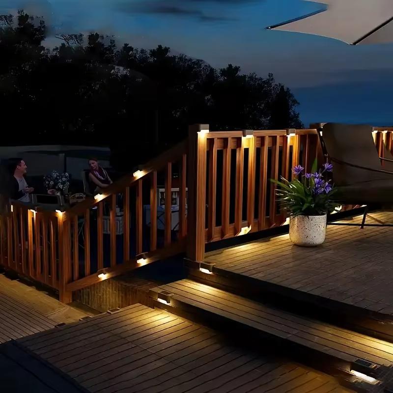 Solar LED Step Light Waterproof Outdoor Deck Fence Stair Lamp Energy Saving Garden Patio Wall Lighting for Yard Railing Decoration
