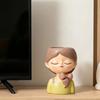 Cartoon Girl Face Planter Pot Resin Bonsai Vase Gardening Supplies Succulent Planter Pot  Cafe
