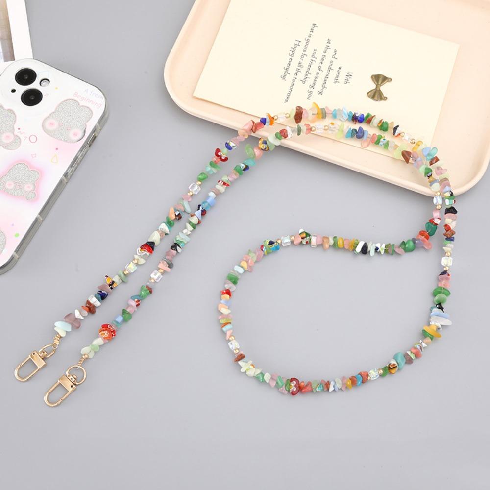 

Многофункциональный ремешок для мобильного телефона, натуральная цепочка для сумки с бусинами, креативный ремешок для сумки через плечо разноцветный