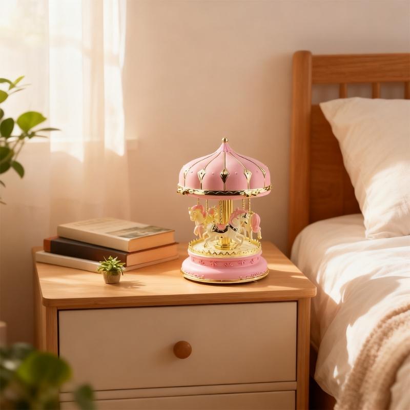 3 Horse Carousels Music Box Color Light Musical Box Christmas Birthday Presents Gift for Daughter Mom Granddaughter