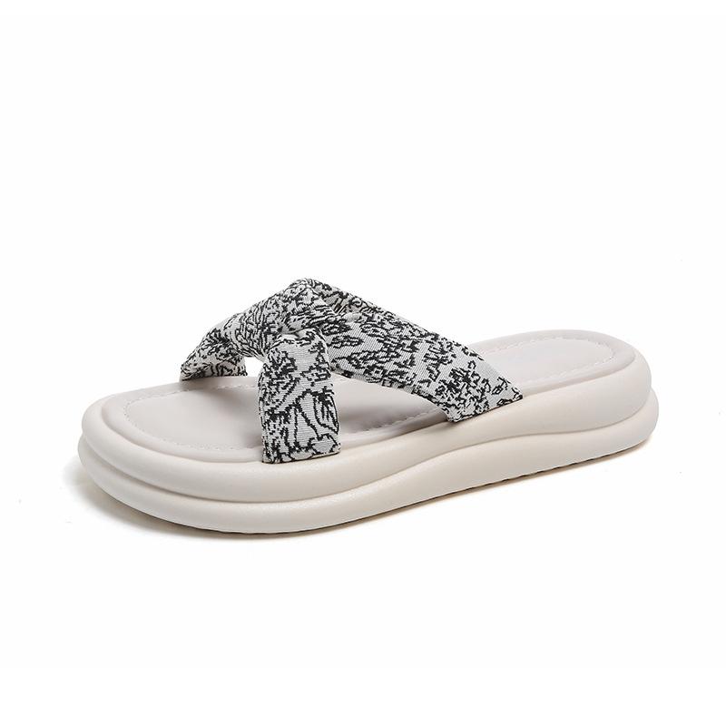 

Женские летние босоножки Fairycore Platform, шлепанцы с одним ремешком и принтом для платьев, пляжная обувь на толстой подошве для отдыха на природе 40