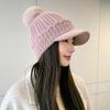 Rabbit Fur Knitted Hat Women's New Autumn and Winter Warm Wool Hat Fleece Ear Protection Hat Hairball Hat