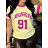 Fashion Casual Women's Sports Jersey Los Angeles NO.91 Print Short Sleeve T-Shirt Summer Graphic Tee Plus Size Sport T-Shirt