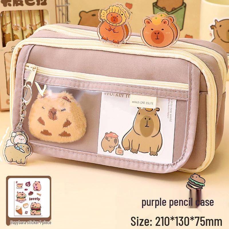 Piórnik Kapibara, Design 2024, Duża Pojemność, Unisex, dla Uczniów Szkolnych, Modna i Praktyczna Torba na Artykuły Papiernicze.