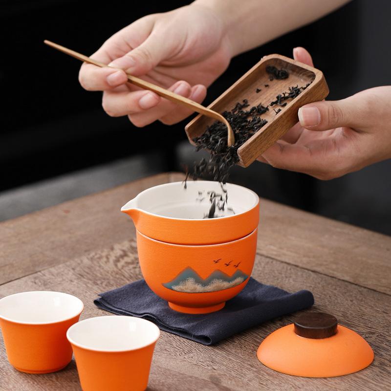 Qianli Jiangshan Travel Tea Set Kuaike Cup Company Meeting Souvenirs Portable Tea Set