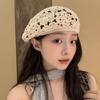 Japanese Style Flower Hat Thin Crochet Knitted Cap Vintage Hollowed Out Beret  Gift