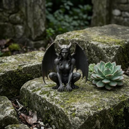 Indoor Table Ornaments Resin Gargoyle Statue, Medieval Gothic Sculpture, Artistic Horror Tabletop Figurines for Living Room Decorative Craft