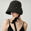 Summer Women's Bucket Hat Striped Webbing Breathable Lightweight Sun Hat Foldable Beach Cap Fashion Outdoor UV Protection