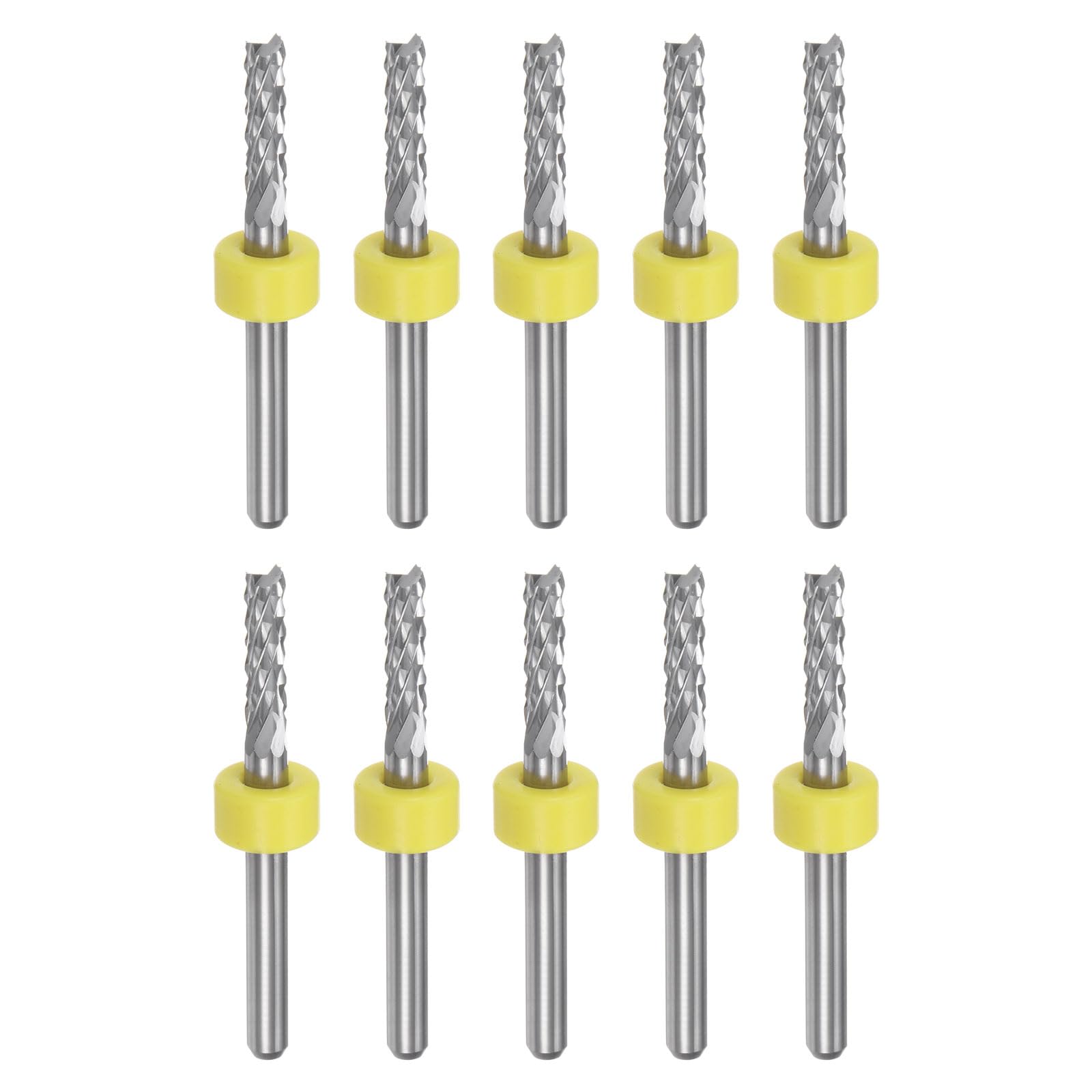 

uxcell 10pcs End Mill Bits 3mm Solid Hard Alloy CNC Router Bits Engraving Cutter Tool PCB Board Milling Wood Carving 1/8 Straight Shank