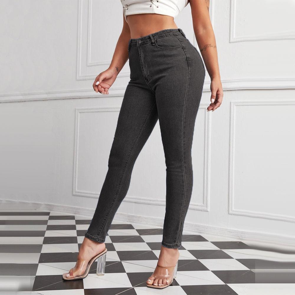 

Джинсы скинни с высокой посадкой и эффектом «персика» для женщин 2XL (125-140 lbs) серый