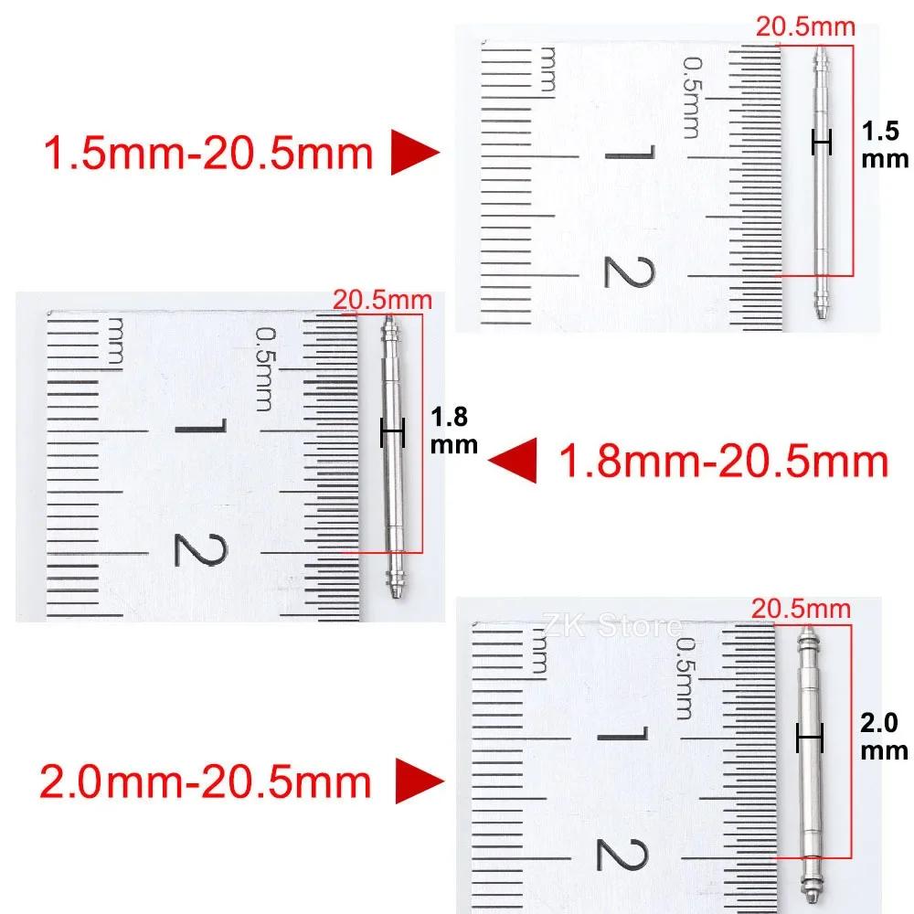 316L Edelstahl Federstege 1,5mm 1,8mm 2,0mm Durchmesser Dick Stark Langlebig Verbindungsstifte 19.5 20.5 21.5mm Uhrenzubehör