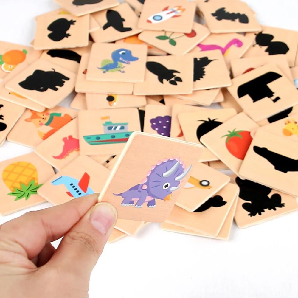 Wooden Montessori Find Shape Toy Animal Fruit Shadow Pairing Shape Puzzle Thinking Game Early Educational Toy Gift for Children