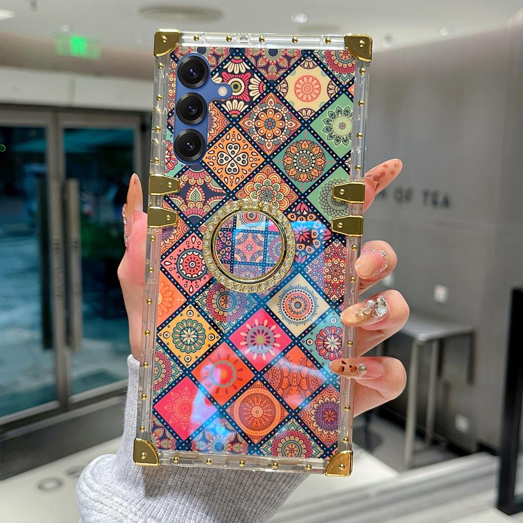 For Samsung Galaxy A16 5G/A16 4G Case Ethnic Style Pattern Electroplating TPU+PC Phone Cover with Kickstand