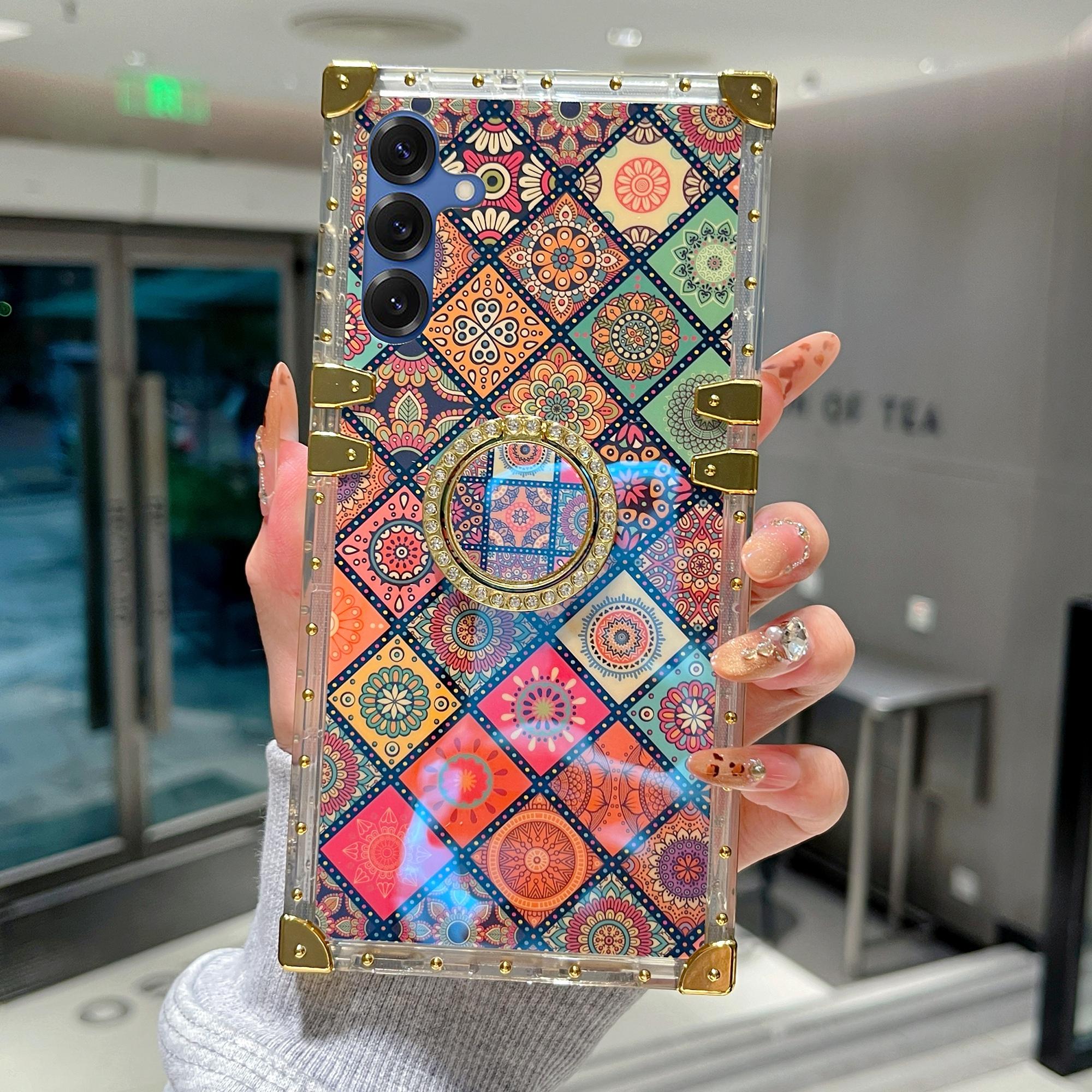 

For Samsung Galaxy S25 Case Ethnic Style Pattern Electroplating TPU+PC Phone Cover with Kickstand Type B