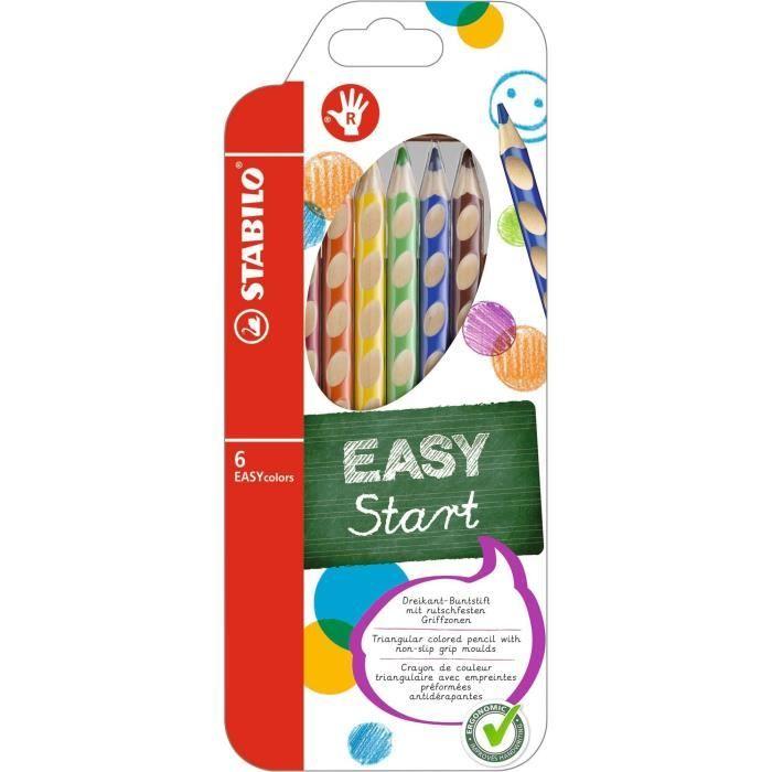 Crayon de couleur - stabilo - easycolors - ergonomique droitier - mine 4,20mm - lot de 6