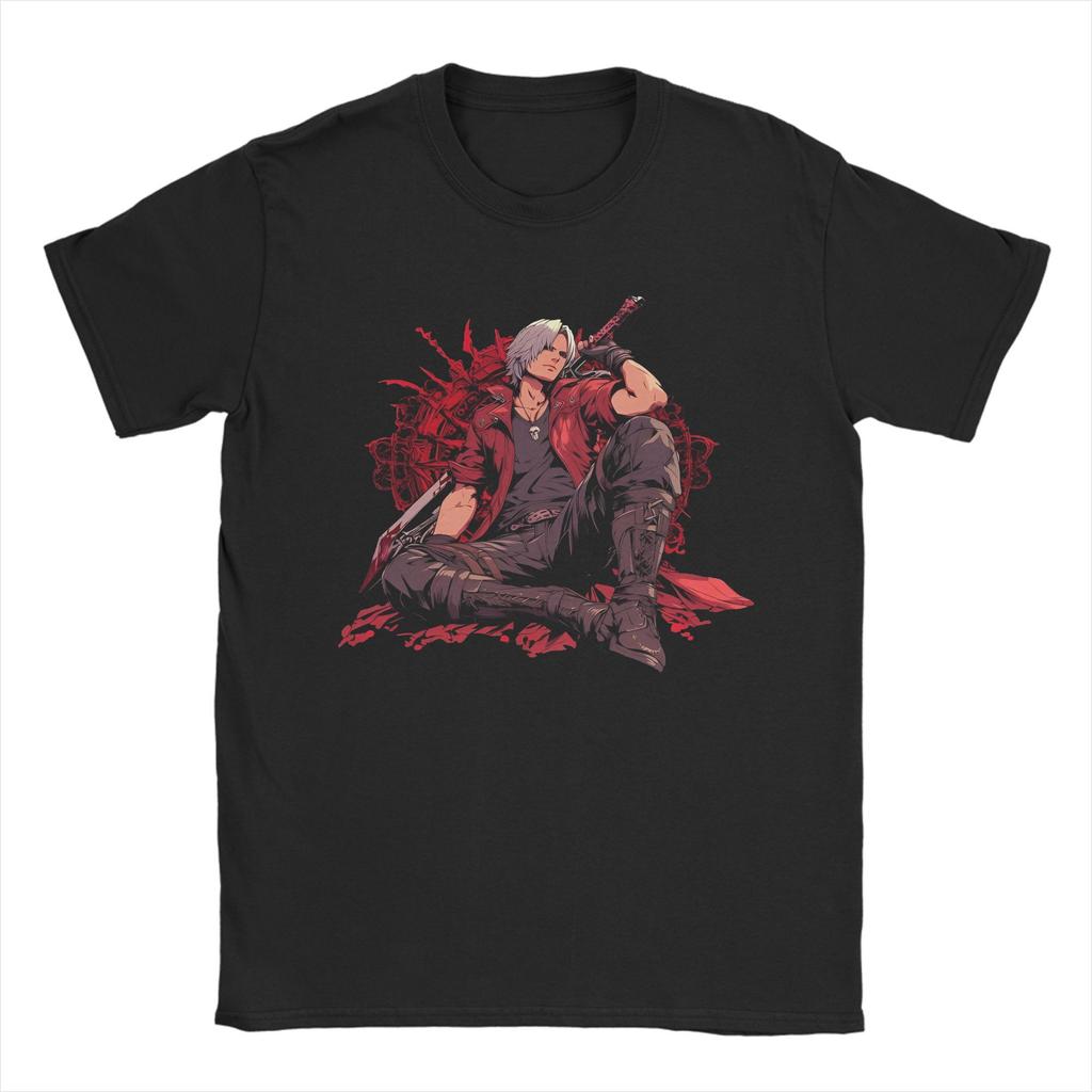 Den Vita Kaninen Devil May Cry DMC Spel Herr T-shirt Vintage T-shirts Kortärmad Rundhals T-shirt 100% Bomull Kläder