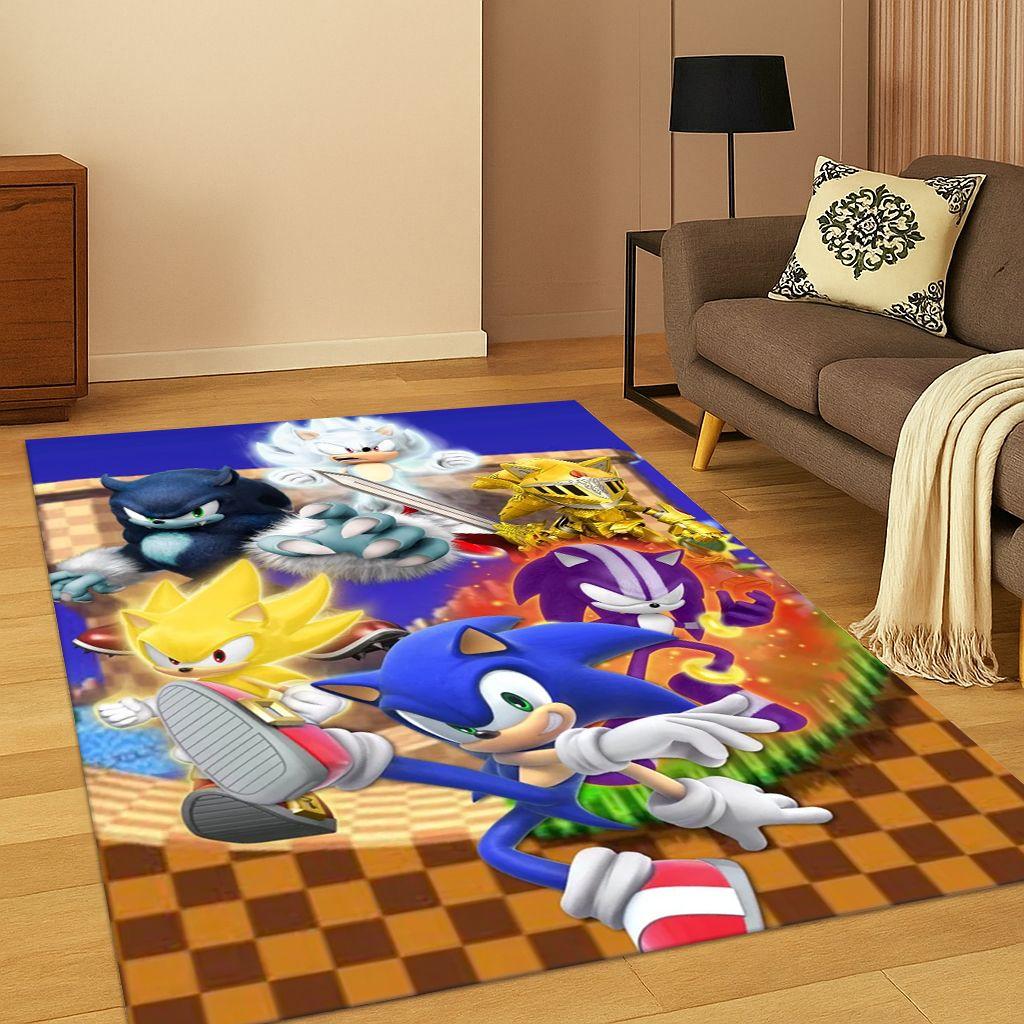 3D S-Sonic Cartoon Game Carpet Rug for Bedroom Living Room Sofa Doormat Home Decor,Kids Play Area Rug Non-slip Christmas Gift