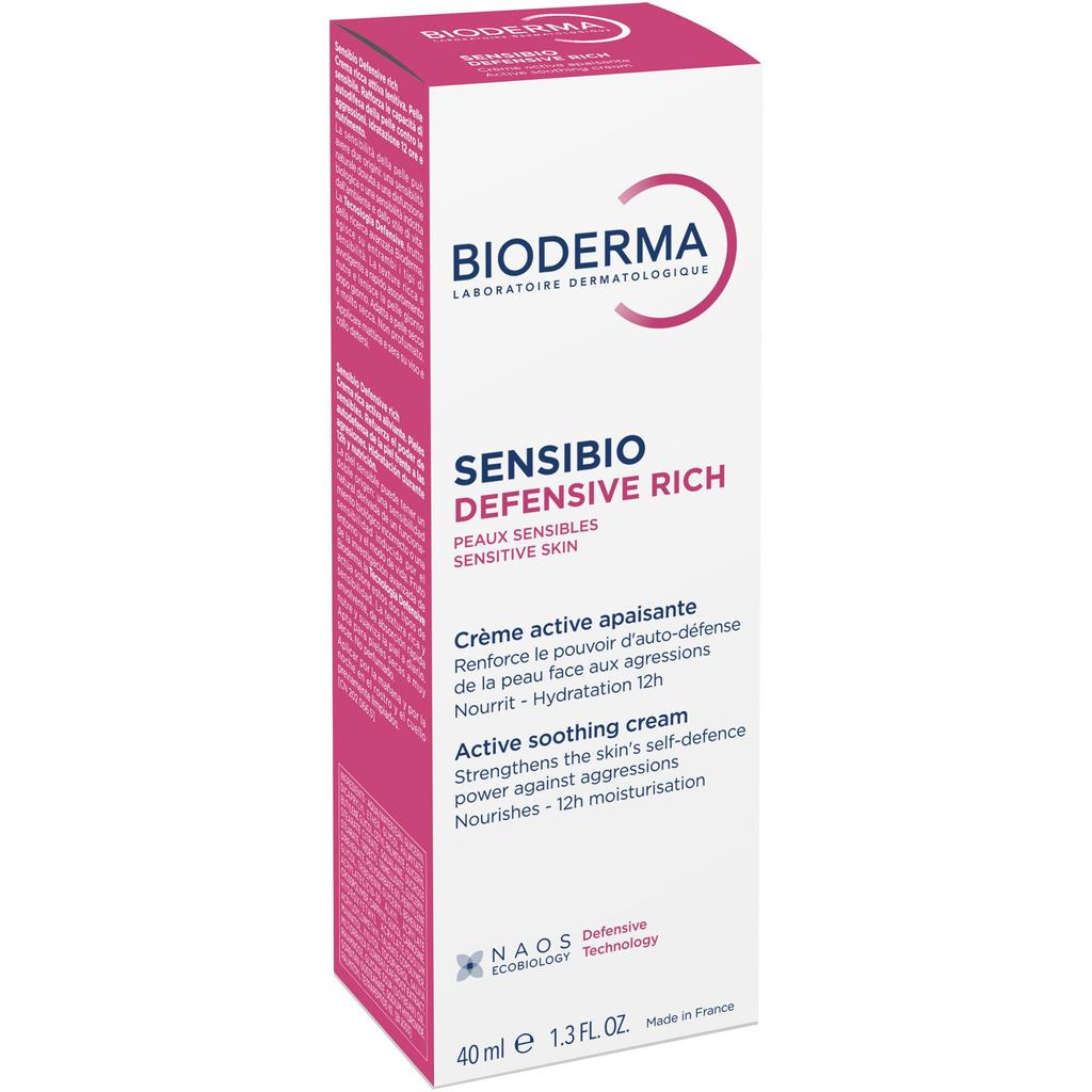 Bioderma Sensibio Defensive Rich Soothing Repairing Cream 40 ml for Sensitive Skin Hydrating Moisturizing French Pharmacy