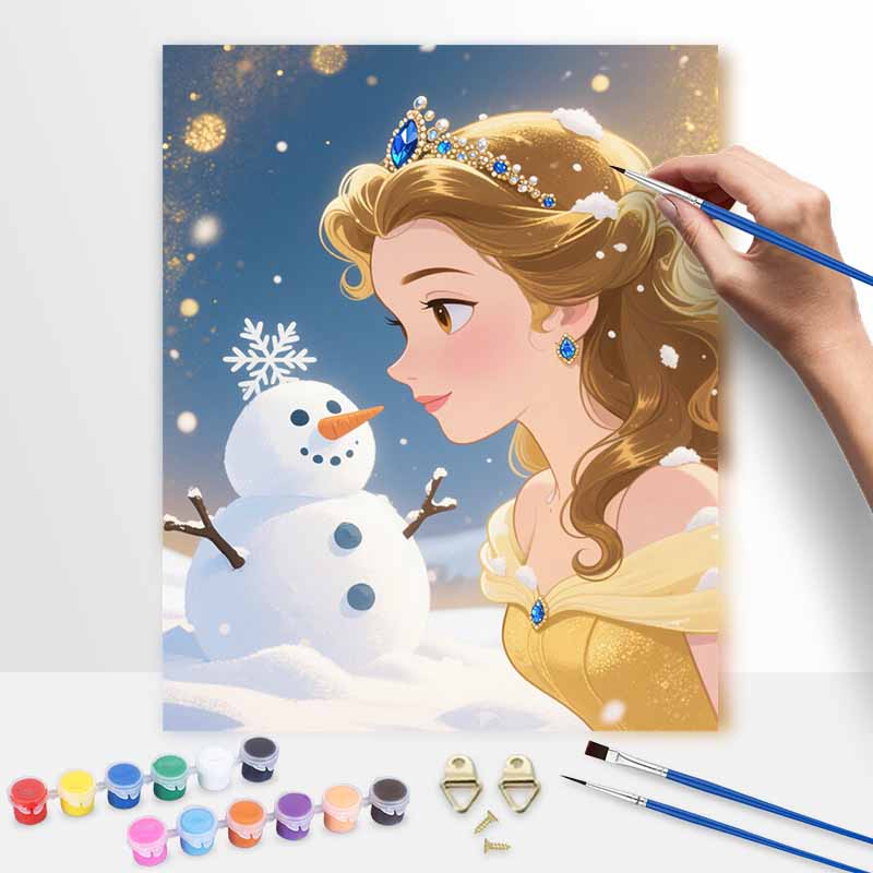 Disney Princess Snow Scene Digital Oil Painting Art Kit Handmade Diy Home Decorations