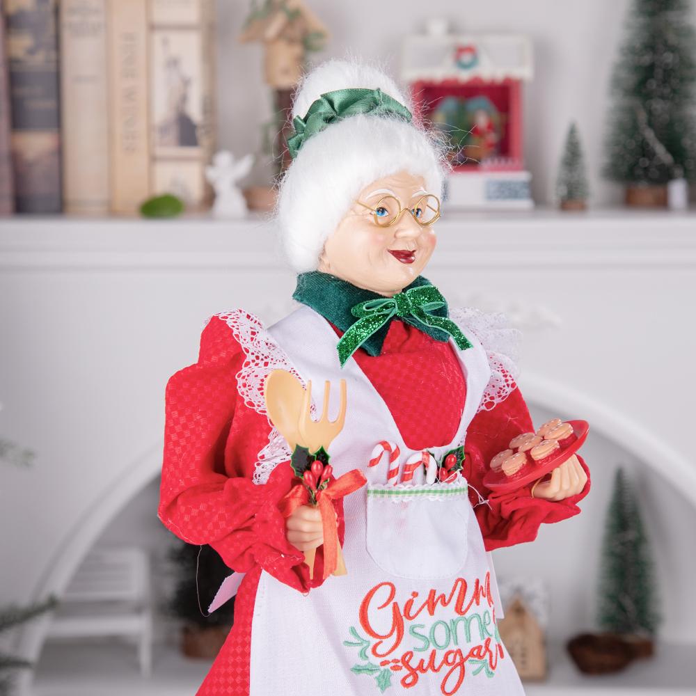 45cm stehende Frau Holle Figur mit Back-Outfit, Schürze Oma Weihnachts-Tischdekoration