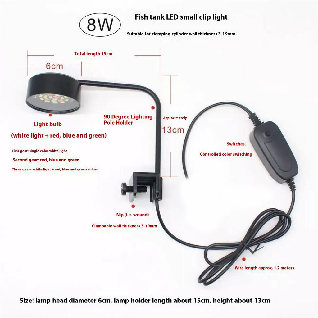 USB Fishtanks Lighting Lamp With Color Changing Mode Clamp Design For Small Aquariums Water Plant Health Growth