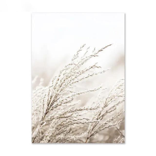Nordic Beige Dandelion Painting Poster Reed Canvas Art Print Flower Posters Bunny Tail Grass Wall Art Picture Living Room Decor