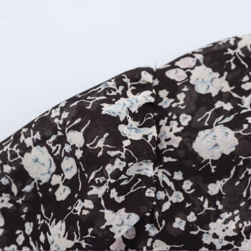 Kaslead New Arrival Women's Clothing Fashion Style Minimalist Retro Loose Small Floral Patchwork Edge Dress