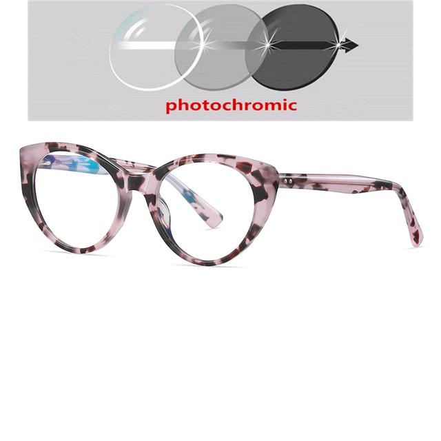 

Листовая оправа, блокирующие синий свет, кошачий глаз, очки по рецепту, женские студенческие фотохромные очки для близорукости, 0 -0,5 -0,75 до -6,0 Myopia -6.0