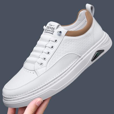 Little White Shoes New Men's Casual Leather Shoes Men's Handmade Online Cowhide Youth Versatile Board Shoes Tide