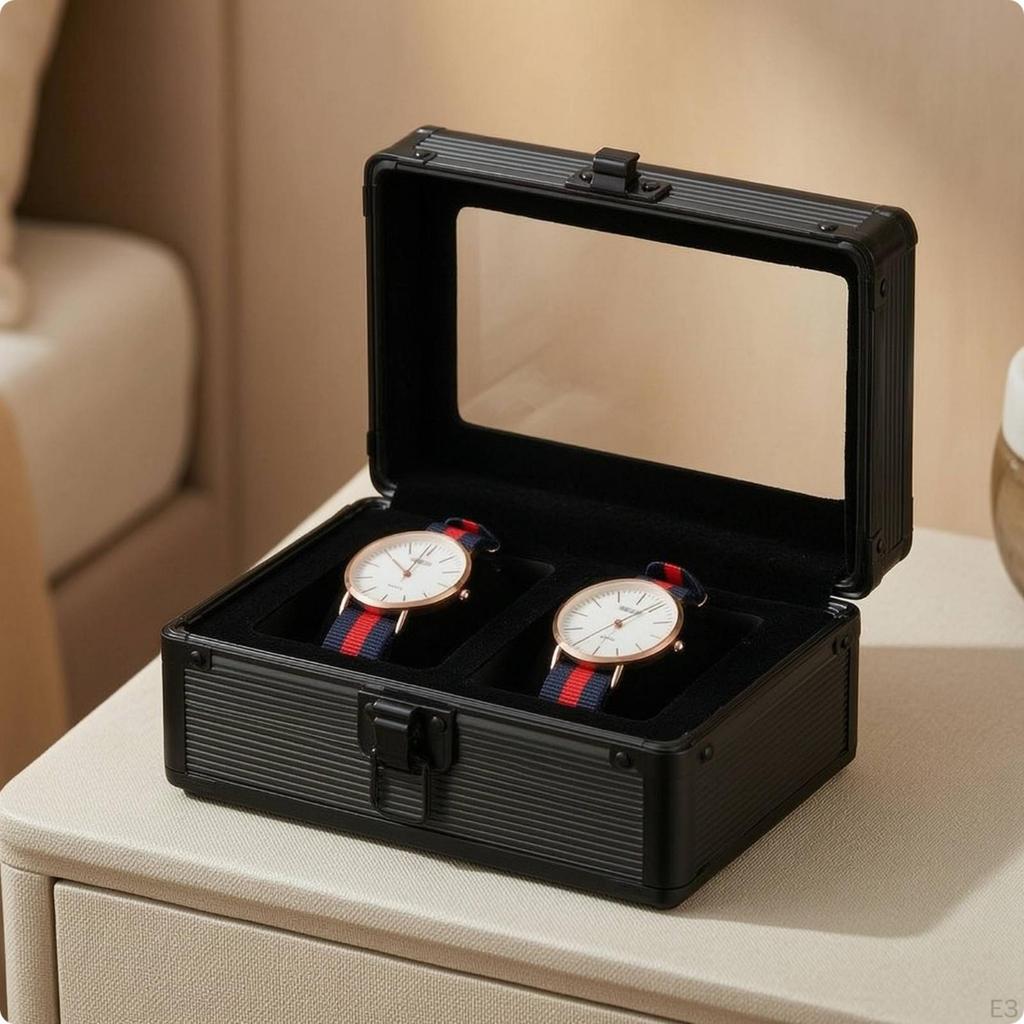 Watch Storage Box with Transparent Cover Double TwoWatch FirmHousing for Journeyers, Travel,