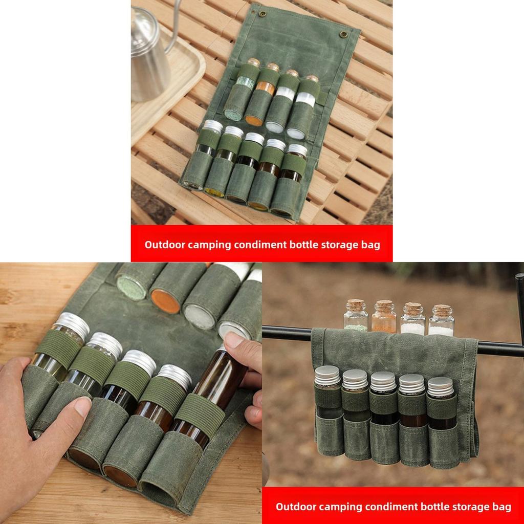 Outdoor Camping Spice Bottle Storage Bag With Portable Travel Design For Barbecue Enthusiasts