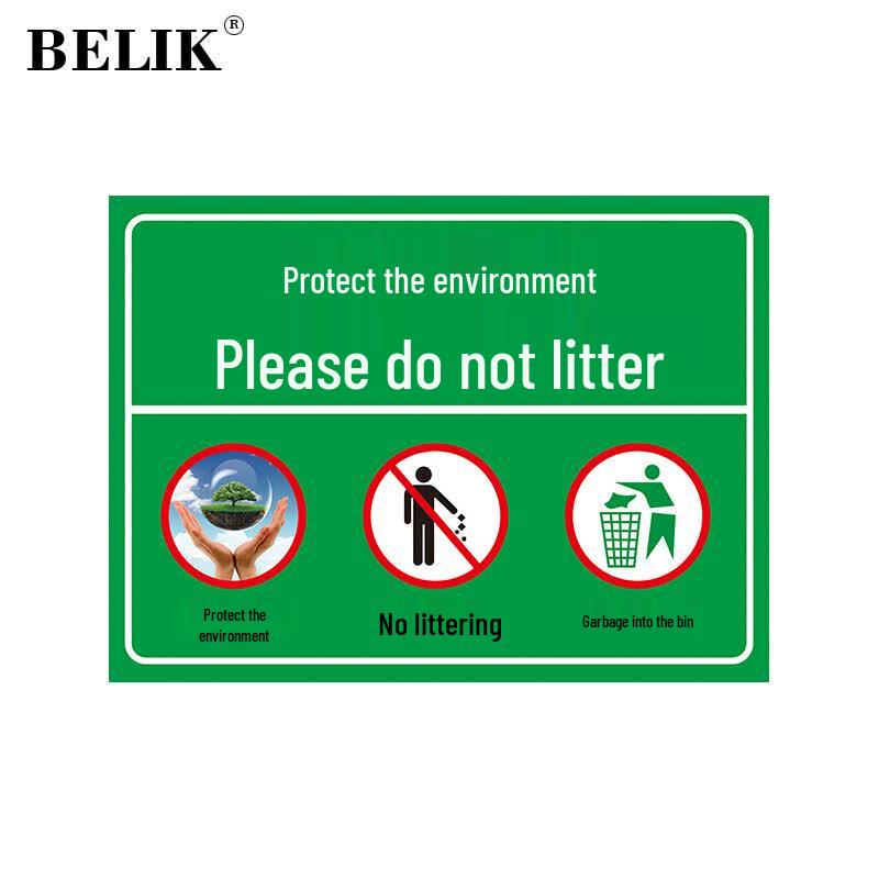 BELIK No Littering Warning Sign 30 x 40 cm