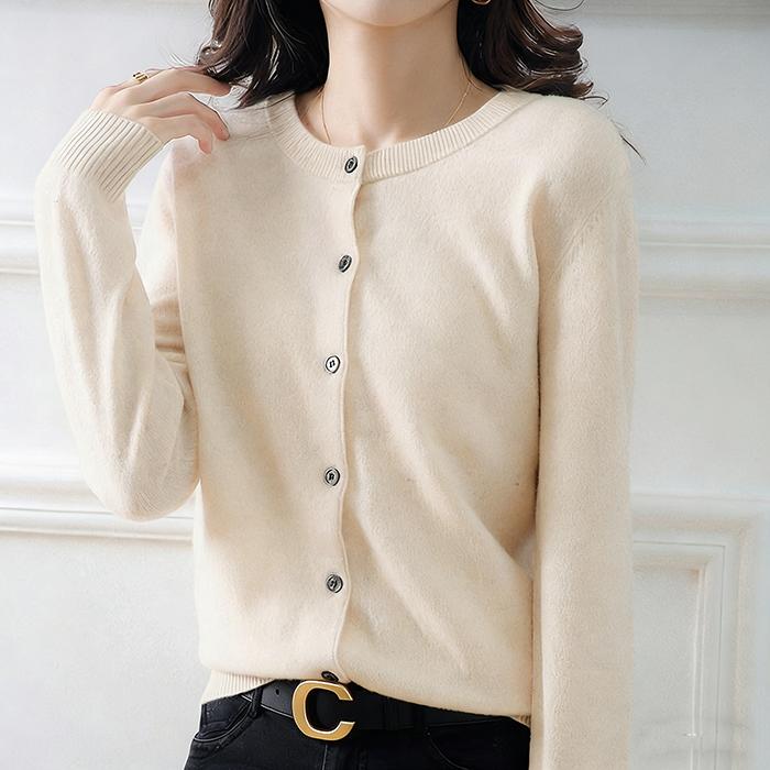 Women Autumn Winter Long Sleeve O Neck Solid Color Soft Breathable Loose Cardigan Sweater Coat