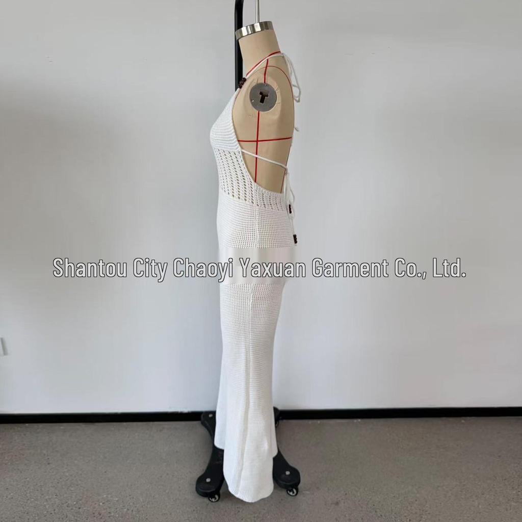 New Style Halter Neck Knitted Beach Dress - Sexy Long Beaded Wrap Skirt for Women