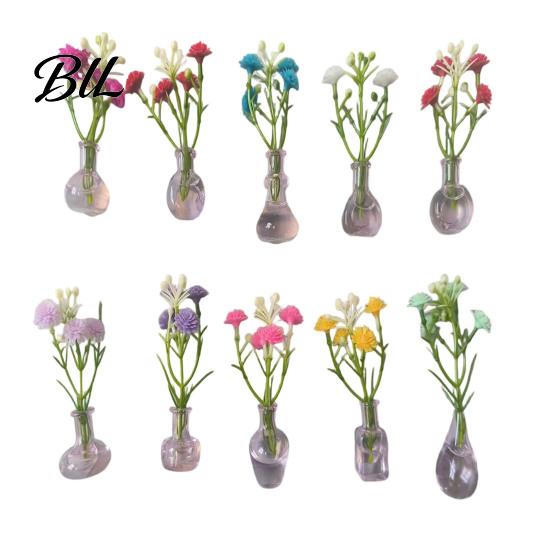 Space-saving Plant Container 1/8/10Pcs Vertical Greenery Vase Magnetic Mini Clear Glass Propagation Planter with Faux Flowers Dorm Room Decor Office
