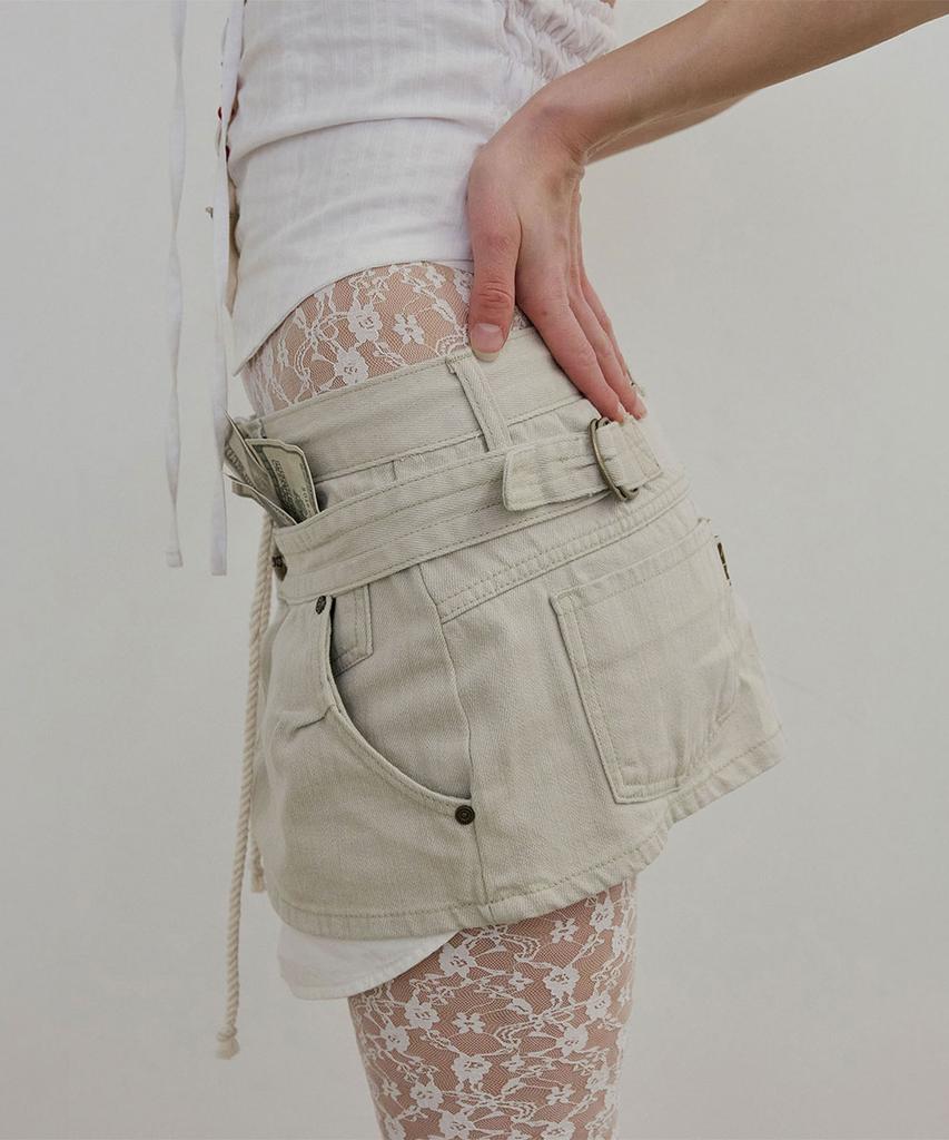 Sculpter Apron Layered Mini Skirt Raw