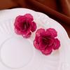 Sweet three-dimensional flower petals silver needle stud earrings