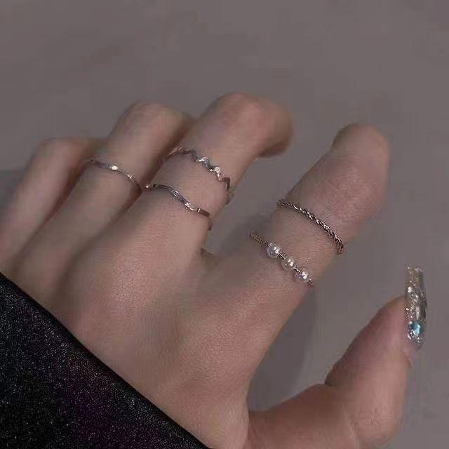 

Cold wind ring female niche design sense combination set ring sweet and cool simple opening personalized joint ring tide